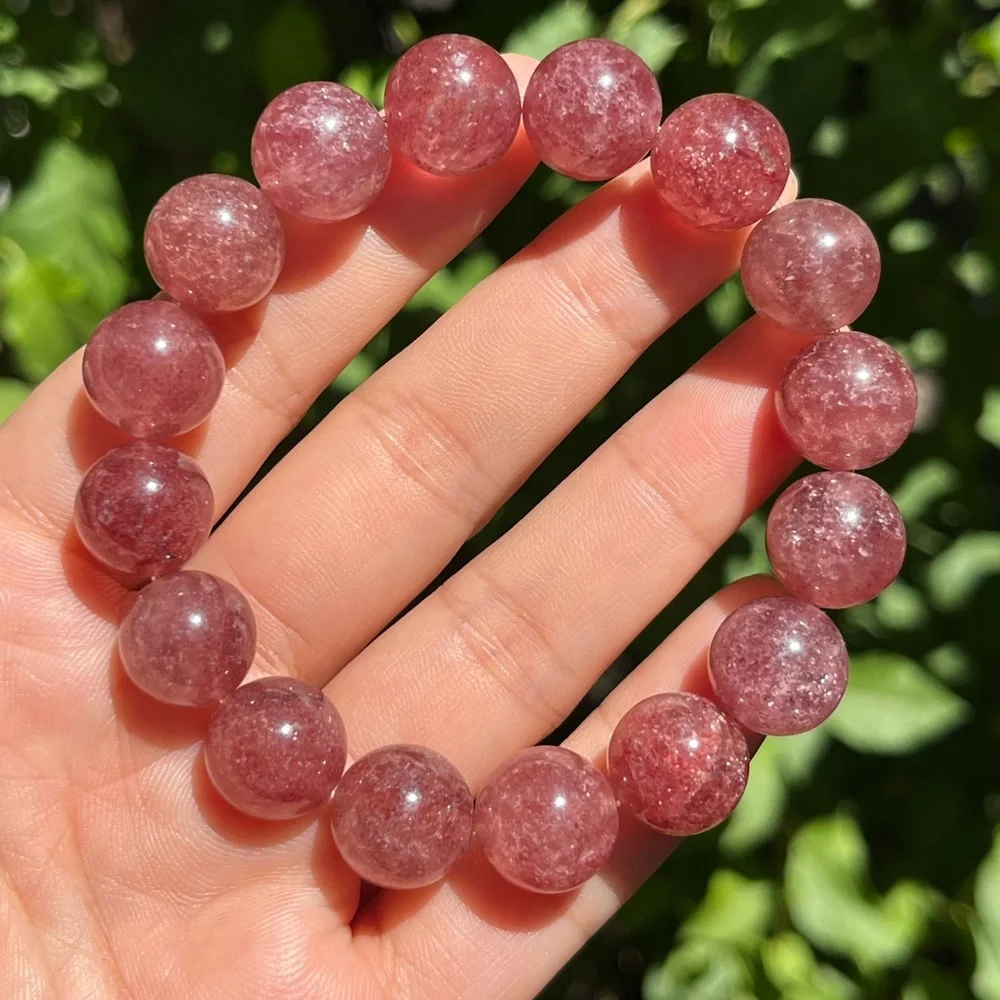 13mm stretchable strawberry quartz‎ bracelet